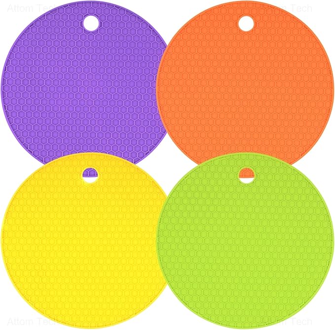 NiHome 4-Pack Silicone Jar Opener Pad for Weak Hands Seniors Kids, Large Non-Slip Jar Gripper Multi-Purpose Kitchen Bottle Opener Non-Tear Lid Opener Rubber Coaster (Candy Color Set)