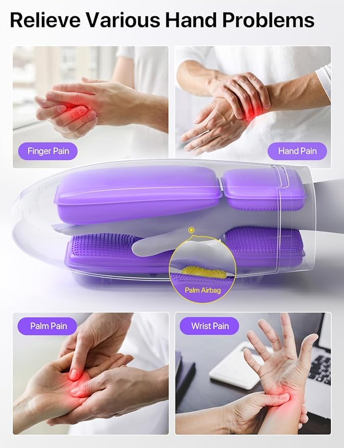 RIKE Hand Massager, 6 Modes 6 Intensities Hand Massager with Heat and Compression Arthritis and Carpal Tunnel, Christmas Gifts for Women,White Elephant Gifts for Adults (Black)