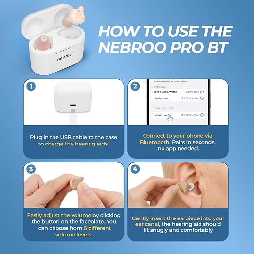 Bluetooth Hearing Aids | Comfortable Fit | Hearing Amplifier For Seniors & Adults to Combat Hearing Loss | 19 Hour Battery Life