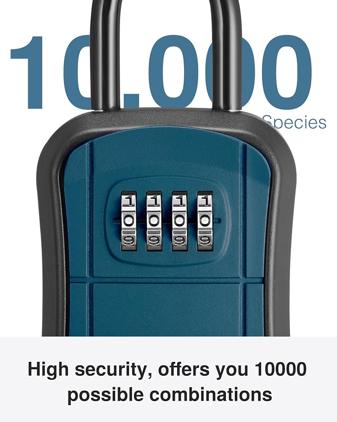 Puroma Key Lock Box Outdoor 4 Digit Code Combination Lockbox 1 Peacock Blue | For Contractors Guest Realtor Storage Keys, Portable, Home Wall Mount, Resettable, Combination, Weatherproof, High-capacity