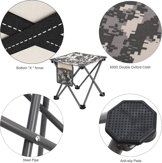 Camping Stool 2 Pack,13.5 Inch Portable Folding Stool for Outdoor Gardening and Beach Hiking Fishing,Foot Stool with Carry Bag (Camouflage)
