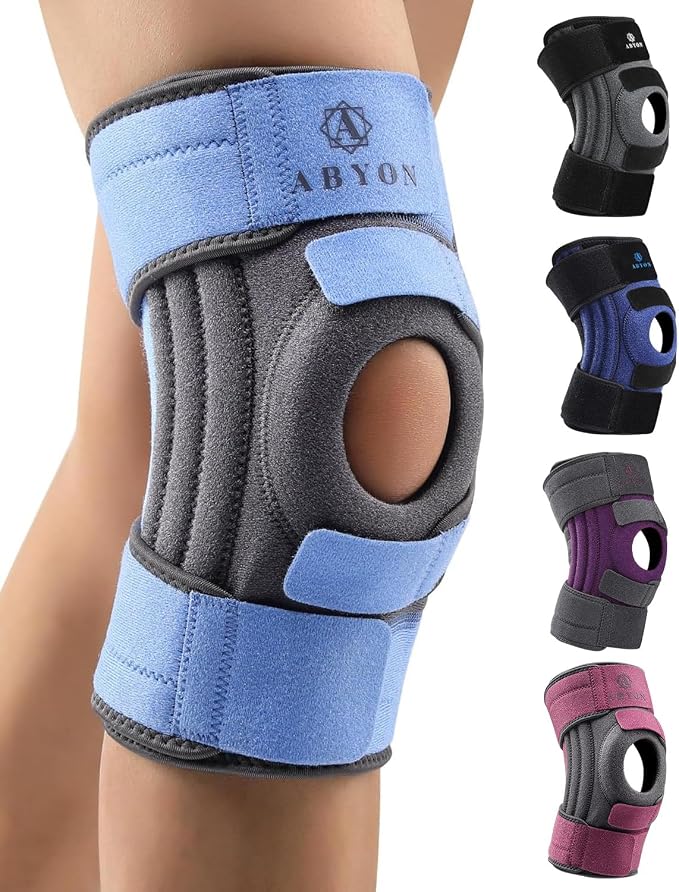 ABYON Knee Brace for Women & Men Meniscus Tear, ACL, Arthritis, Knee Support with Triple Side Stabilizers and Adjustable 360° Wraparound Strap for Maximum Knee Pain Support and Fast Recovery (SteelBlue, M)
