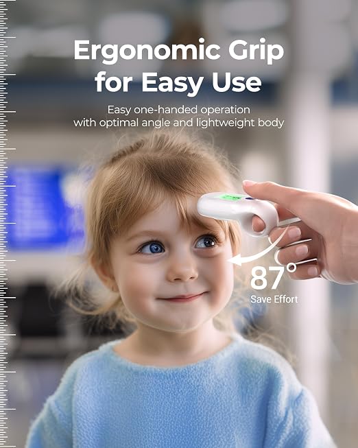 Femometer Forehead Baby Thermometer for Adults & Kids, Portable Min | Non-Contact, 30-Memory Recall, Fever Alarm, 3 Color Backlight, Mute Mode, Fast & Accurate Reading, LCD Display