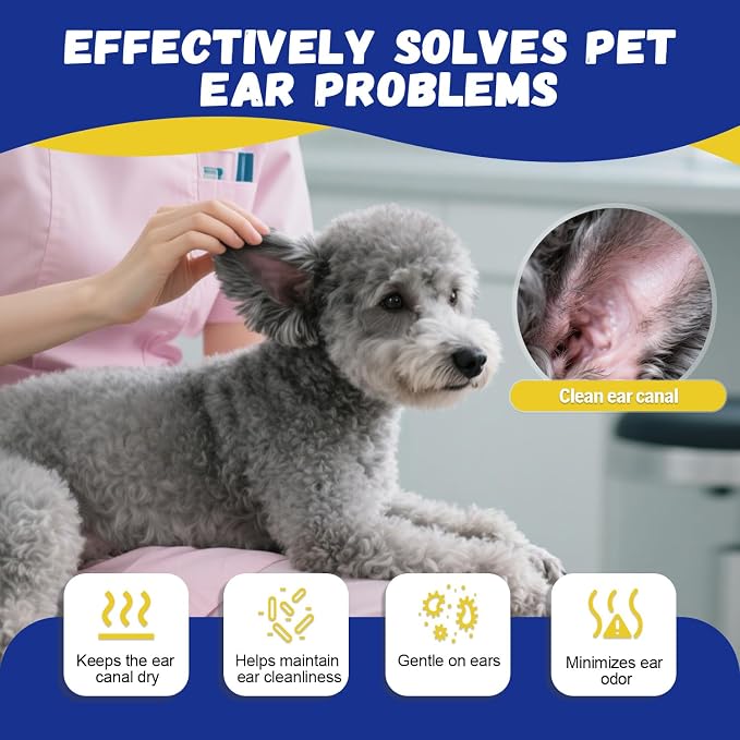 Dog Ear Hair Removal Kit with Ear Powder | Includes Round Tip Scissors & Locking Tweezers for Gentle Hair Plucking | Wax & Odor Control for Poodles, Doodles & More