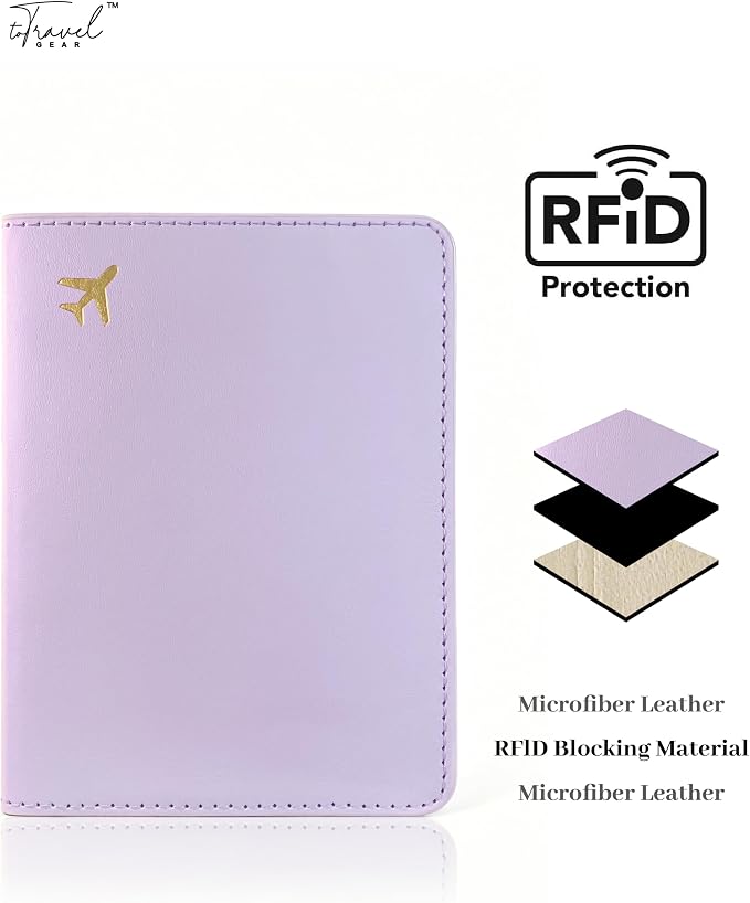 Passport Holder for Travel Essentials,RFID Blocking Passport Cover Case for Travel Accessories,Travel Wallet for Women Men (Lavender)