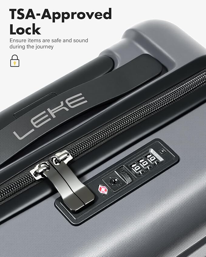 Lekesky 16 Inch Underseat Carry On Luggage Airline Approved, Small Hard Shell Suitcase with TSA Lock Spinner Wheels, Lightweight Personal Item Carry-On for Travel, Grey