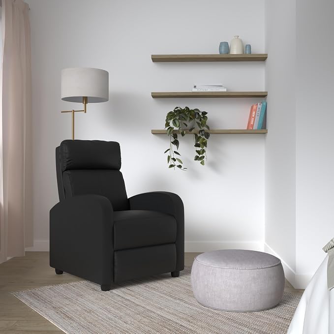 BestMassage | Recliner Chair | with 2 Point Massage Function | Black | with Lumbar Support, Adjustable Push Back, Wide Armrests, Footrest & Padded Seat | Easy Assembly | for Living Room, Home Theatre | with Lumbar Support, Adjustable Push Back, Wide Ar...