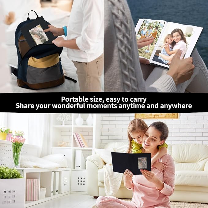 vivinin 2 Pack Photo Album 4x6, Linen Cover Photo Book, Small Photo Album Book for 36 Pockets Hold 72 Pictures, Picture Book for Photos Family Anniversaries Baby Vacations（black）