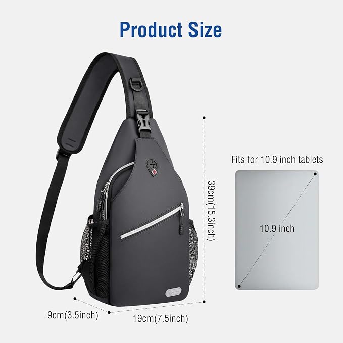 MOSISO Small Sling Bag for Men, Crossbody Shoulder Chest Daypack Bag | Sling Backpack for Casual Travel Hiking