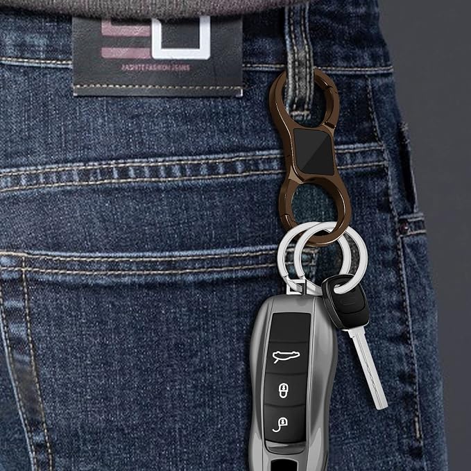 Idakekiy Key Chain Quick Release Spring with 4 Key Rings Heavy Duty Car Keychain Organizer for Men and Women