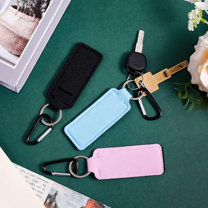 Pengxiaomei 3 Pcs Chapsticks Holder Keychain for Lipstick, Stocking Stuffers for Teen Girls Women Small Christmas Gifts