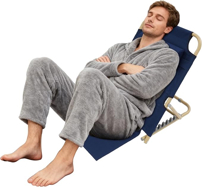 Adjustable Lifting Bed Backrest with Headrest, 7-Position Bed Chair for Sitting Up - 330 lbs Capacity, Portable Folding Back Rest Support for Elderly, Patient, Reading