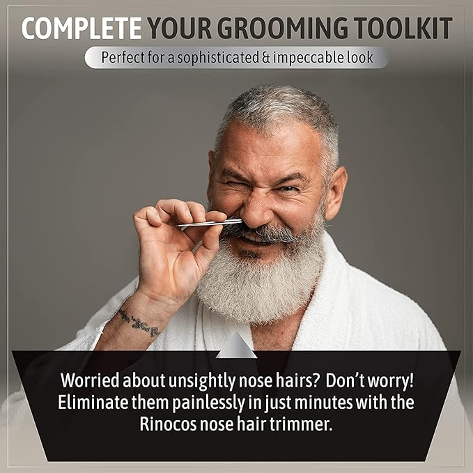 rinocos [Premium Hand-Made] Nose Hair Clippers for Men - Nasal Clippers, Nose Hair Trimmer, 304 Surgical-Grade Stainless Steel, Eyebrow Trimmer, Third-Generation Craftmanship (Aqua Blue)