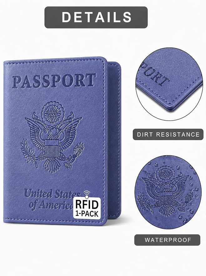 Ciana Passport Holder for Travel, RFID Passport Wallet, Leather Passport Cover & Card Holder for Men & Women, Slim Travel Wallet, Passport Case (Purple)