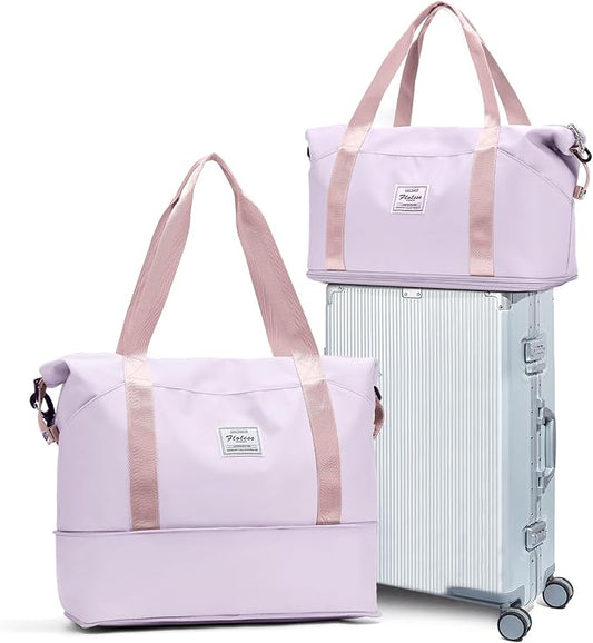 Travel Duffel Bag, Sports Tote Gym Bag, Shoulder Weekender Overnight Bag for Women