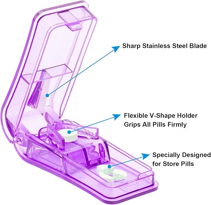 AVIDACE 2PCS Pill Cutter, Professional Pill Splitter for Cutting Small Pills or Large Pills in Half
