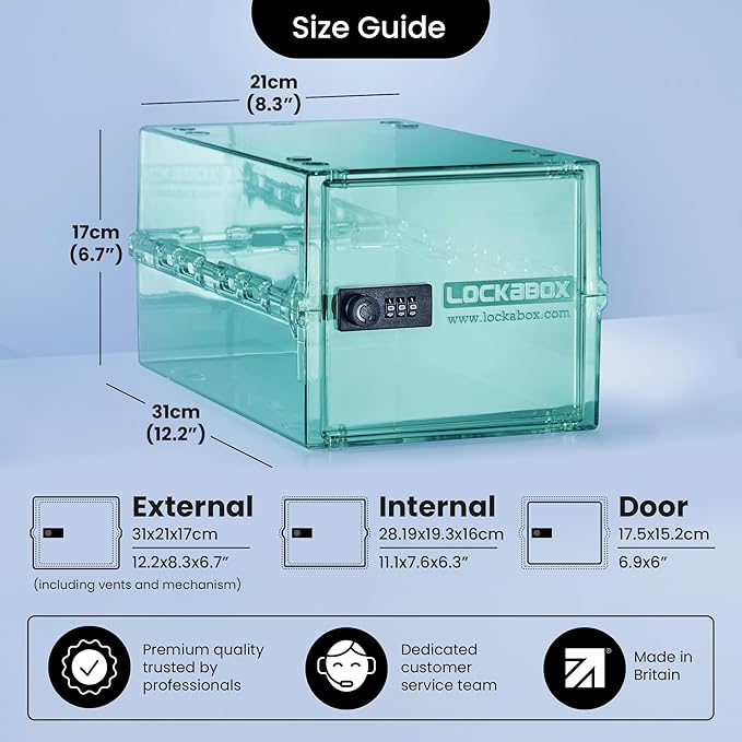Lockabox One™ | Premium Medicine Lock Box | Medium Medication Lock Box With Code For Medicines, Vitamins & Supplements | External Size 12 x 8 x 6.6 inches (Light Medi Green)