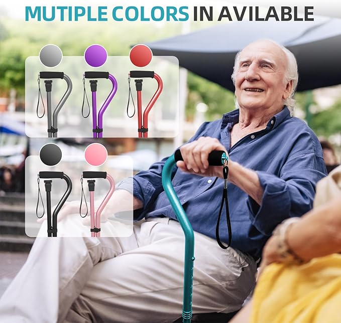 BeneCane Walking Cane for Men & Women Adjustable Cane with Offset Soft Cushioned Handle -Portable Lightweight Sturdy Mobility Walker Aid for Elderly, Seniors Collapsible Cane