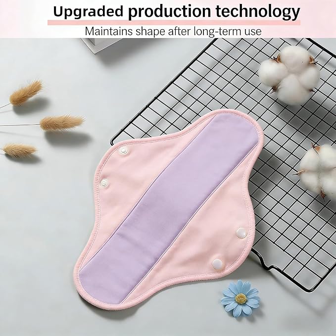Reusable Incontinence Pads,Graphene Infused Washable Menstrual Pads with Leak Proof Protection for Elderly Care & Mobility Support, Feel Dry, Comfortable (10PCS)