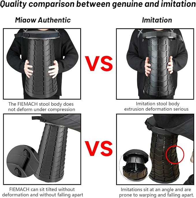 Folding Stool Portable Collapsible Stool Seat Max Load Capacity 400lbs for World Cup 2026, Telescopic Folding Stools Retractable Stools for Adult Camping Hiking Travel Outdoor BBQ (Black)