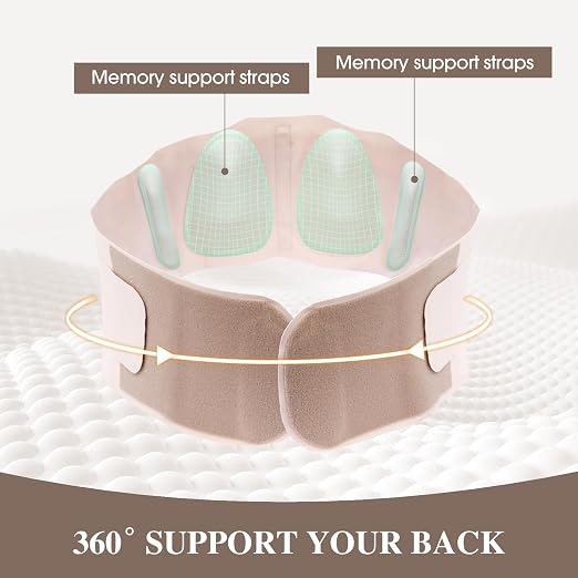 Back Brace for Support Lower Back/Relief Back Pain, Breathable Back Belt for Women & Men, Lightweight Under Clothes Lumbar Support Belt - XL Beige Fit for 165-198 Lbs