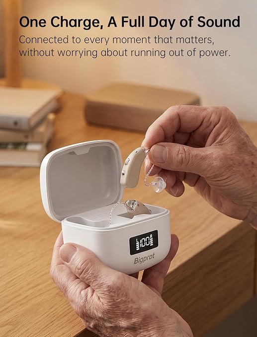 OTC Hearing Aids for Seniors, 2026 Rechargeable Amplifier with Noise Cancelling for Adults, Lightweight Beginner-Friendly Hearing Aids(White)