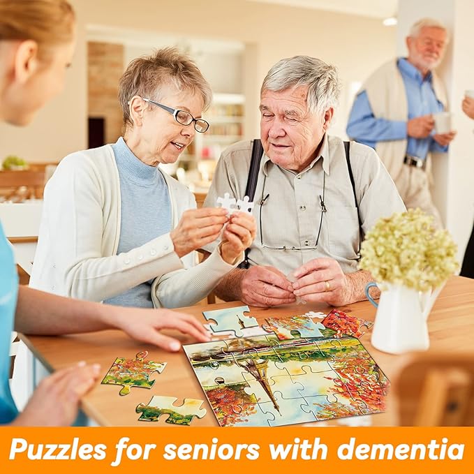 5 Packs 16 Piece Large Jigsaw Puzzles for Elderly Dementia Alzheimer's Products Activities, Alzheimer's Puzzles Cognitive Games for Adults Elderly Seniors with 5 Storage Bags