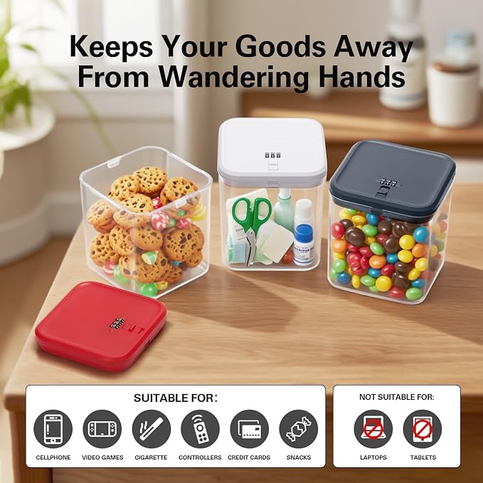 Medication Lock Box, Small Lock Box, Childproof Medicine Lockbox, Lockable Storage Box for Pill Organizer/Medicine Safe/Phone/Refrigerator/Personal Items/Dorm, white