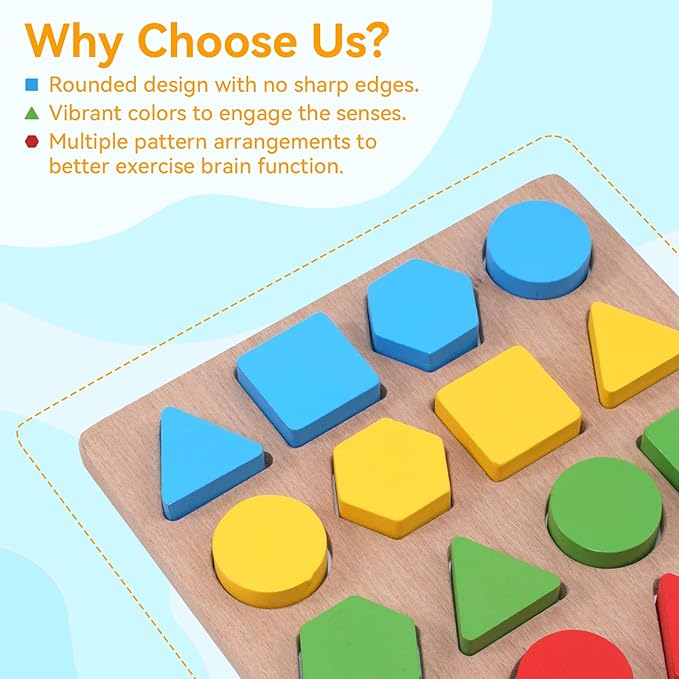 Dementia Puzzles Gifts for Seniors, Activity Kits for Dementia Patients, Fidget Sensory Products for Alzheimers，Pattern Blocks Set for Fractions, Symmetry, Patterning and Creativity