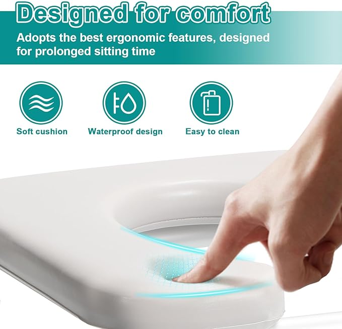 Raised Toilet Seat with Handles, Raised Toilet Seat for Seniors,Fits Most Toilets,Easy Installation for Medical,Elderly and Disabled,Raised Toilet Seat 350lbs Capacity,Elevated Toilet Seat