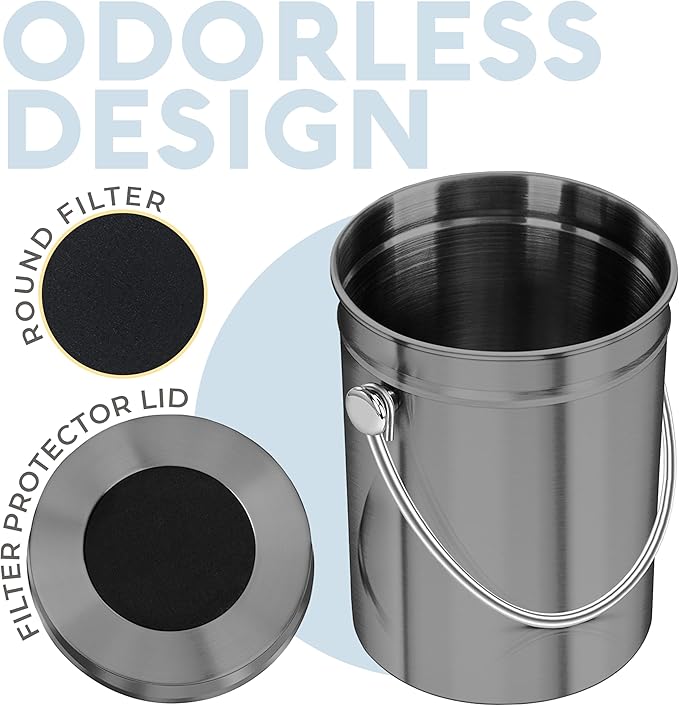 Epica Kitchen Compost Bin for Kicthen Countertops, 1.3 Galllon - Grey