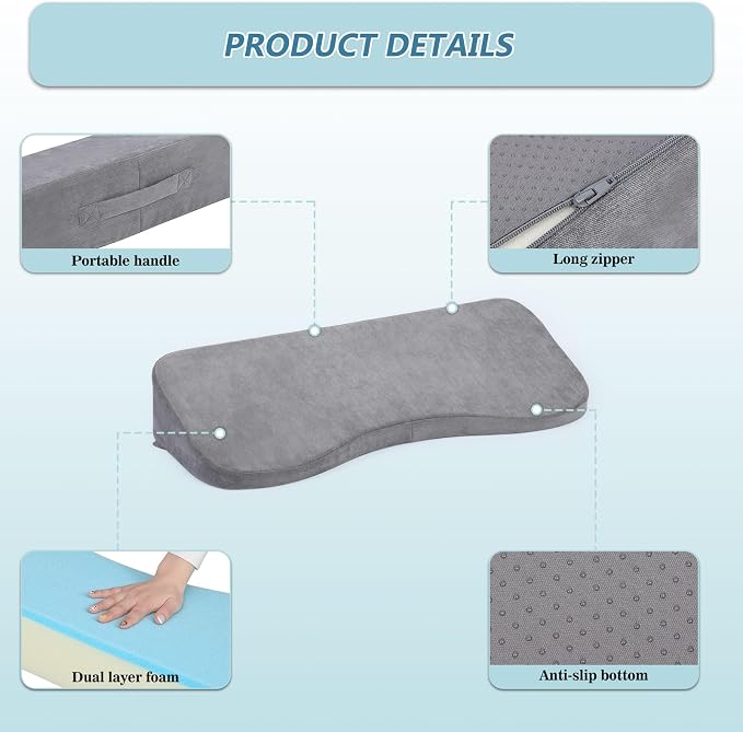 Long Wedge Pillow for After Surgery Curved Shaped Turning Wedge Pillow for Side Sleeping Bedridden Patient Products to Prevent Bed Sore and Improve Healing Process No-Slip Bottom Height 7.5 in