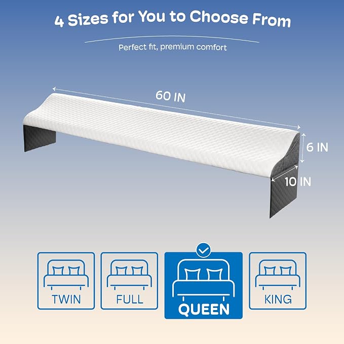 Simpledad Queen Size Wedge Pillow Headboard for Bed Gap Filler, Bed Wedge Pillow for Headboard Gap (0-8") Ergonomic Mattress Wedge Gap Filler for Stop Pillows, Phones & Items Falling Down(60"X10"X6")