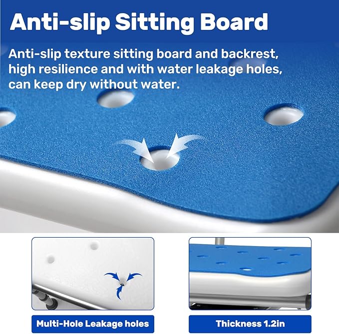 360° Swivel Shower Chair for Inside Shower, Rotating Shower Chair, Swiveling Shower Chair for Elderly and Disabled with Cold-Proof Pads, Support 400lbs,Tools-Free Assemble