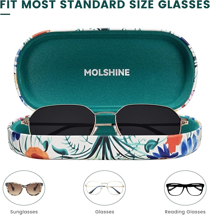 molshine Hard Shell Sunglasses Case,Classic Large Glasses Case for Women Men,Sunglass Eyeglasses