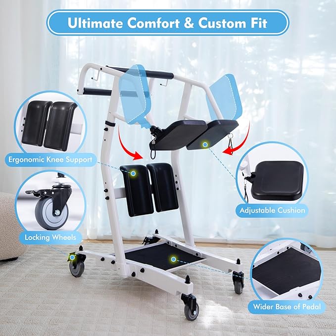 Sit to Stand Lift for Elderly - Stand Assist Patient Lift with Sling, Patient Transfer Lift for Home Care Use, Mobility Lift Assist Transfer Device for Seniors, Adults & Disabled, 400lb Capacity