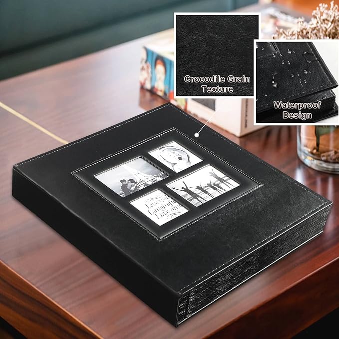 Ywlake Photo Album 4x6 600 Pockets Photos, Extra Large Capacity Family Wedding Picture Albums Holds 600 Horizontal and Vertical Photos Black