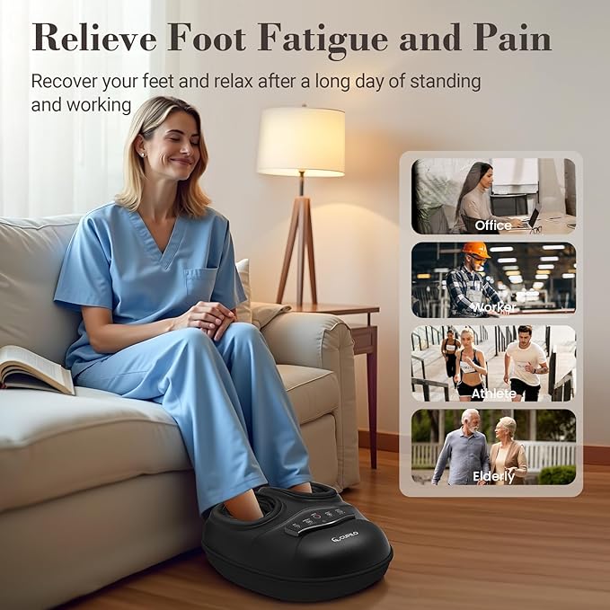 FSA Eligible HSA Foot Massager with Heat [Remote Control], Shiatsu Foot Massager Machine 5 Compression Levels, Electric Feet Massager for Foot Pain Relief, Gifts for Seniors Elderly Parents