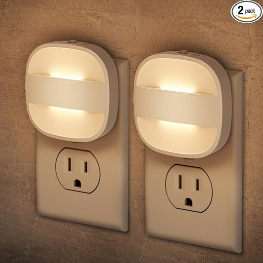 Briignite LED Night Lights Plug Into Wall,2 Packs Plug in Night Light with Dusk to Dawn Sensor, Foldable Plug Nightlight Adjustable Brightness, for Bathroom, Hallway, Kitchen