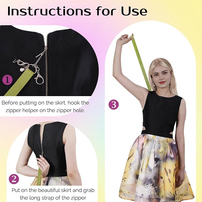 Back Zipper Helper and Bracelet Helper Tool Set for Dresses and Seniors | Zipper pull assist tool and dress zipper helper reach back zippers and fasten bracelets for women, seniors, and travelers