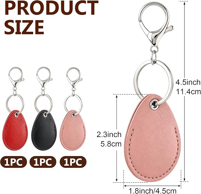 3pcs 2.3x1.8in Key Fob Holder, PU Leather RFID Key Case Protector with Ring, Proximity ID Card Keychain Case Cover
