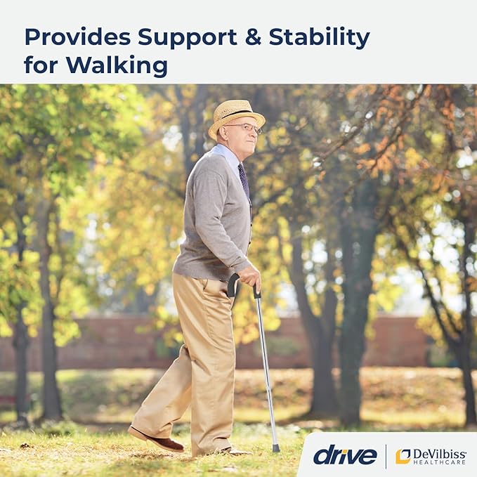 Drive Medical Round Handle Aluminum Walking Cane with Foam Grip, Silver