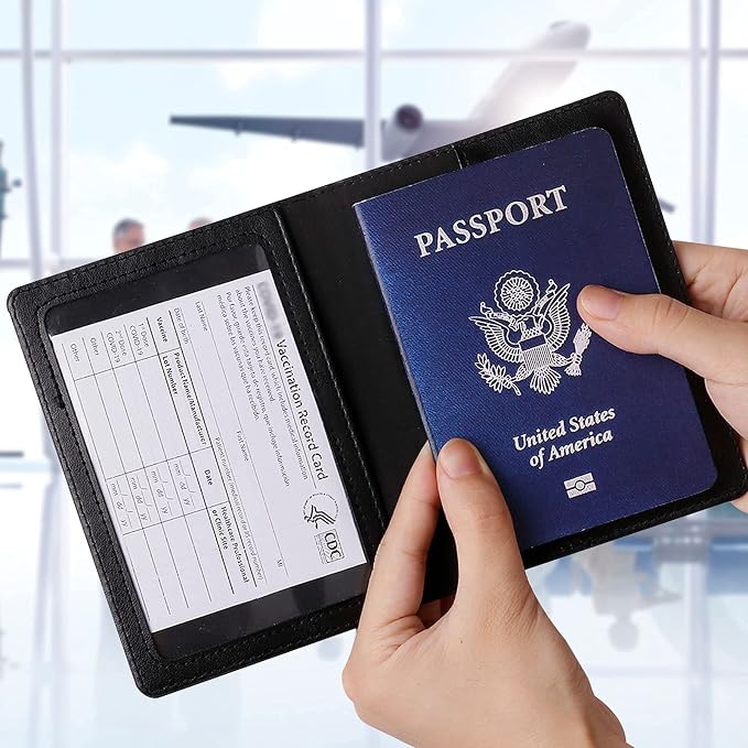 TIGARI Passport Holder for Travel Women Men, Valentines Day Gifts PU Leather Wallet Cover Case Sleeve, Waterproof Protected Document Organizer, Vacation Plane Cruise Travel Essentials