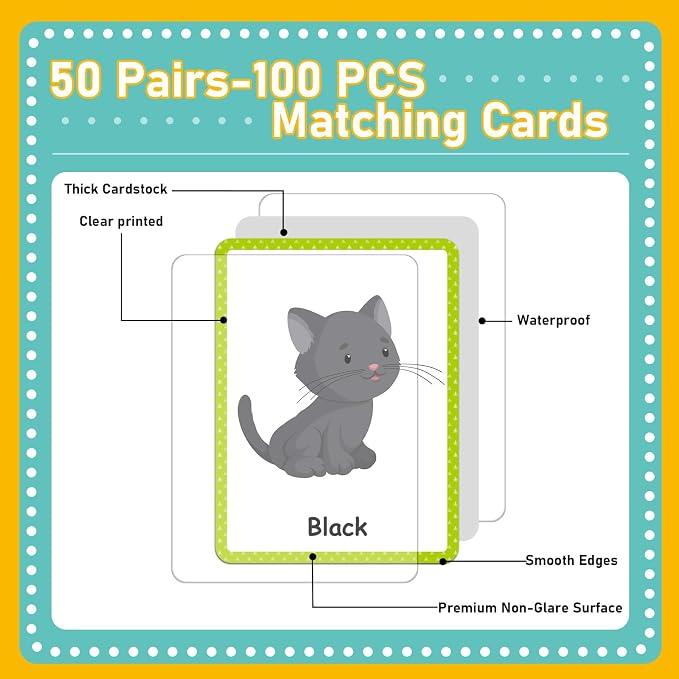 gisgfim 100 PCS Opposites Memory Matching Game Sight Words Concentration Memory Card Educational Game for Kids Preschool Learning Educational Ages 3-8 A Fun & Fast Gift Activities Matching Games