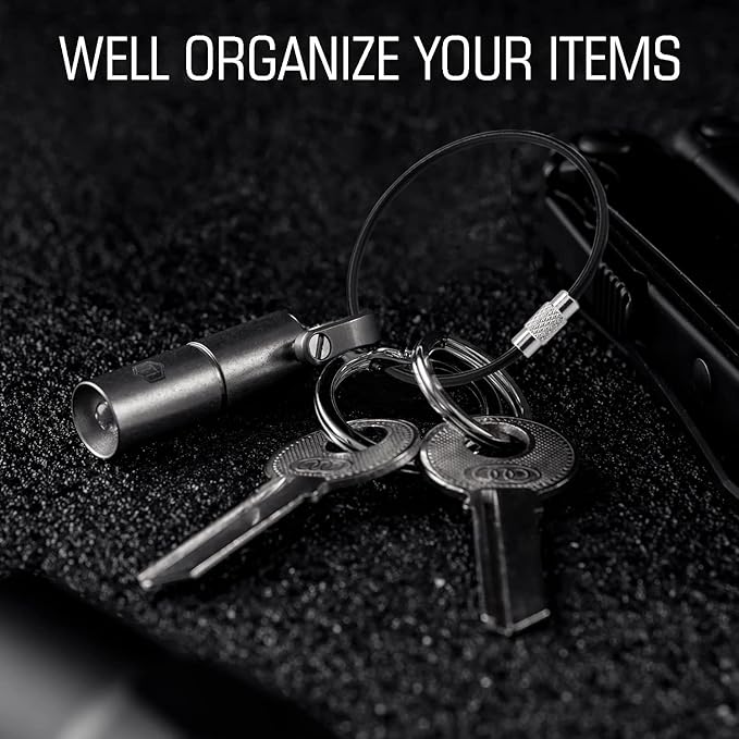 CooBigo 25 Pack Stainless Steel Loops 2mm Coated Wire Keychain Cable Large Key rings 6 inch Key Chain for Women, Luggage Tags, Key Tags, Keyrings, Kitchen utensils, Duster - Black
