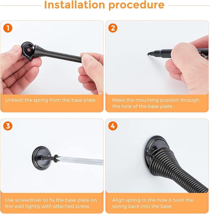Ravinte Door Stoppers, 6 Pack Black Spring Door Stops with Rubber Bumper, Door Stoppers for Bottom of Door