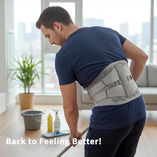 Bracoo Back Brace for Lower Back Pain Back Support Belt for Women and Men, Breathable Lumbar Support Brace with Adjustable Strap for Herniated Disc, Sciatica, Large(37" - 44"), BP62