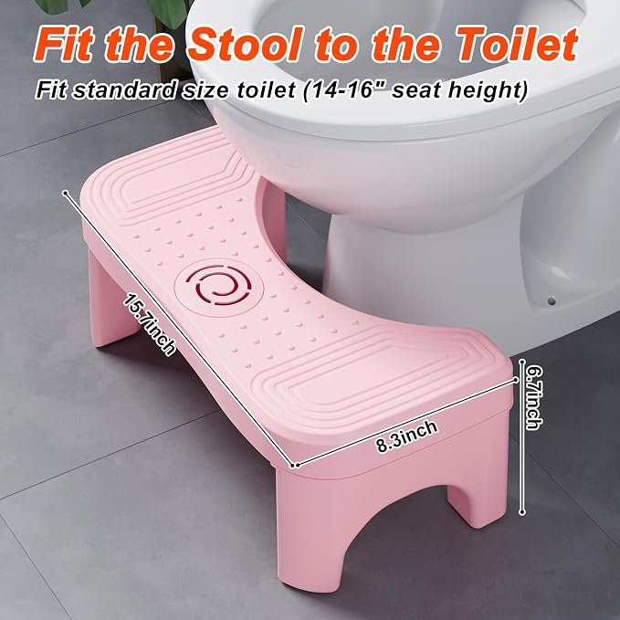 Recximi Pink Toilet Poop Stool Squat Adult, 6.7 Inch Squatting Potty for Adults & Kids, Plastic Bathroom Stool for Pooping, Non-Slip Toilet Foot Step, Easy to Wash, 1 Pack