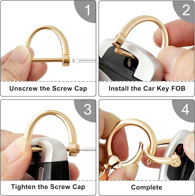 OHKYOOT Leather Car Keychain for Home Car Keys | Carabiner Clip Key Fob Keychain for Women Men,Car Key Holder with 3 Key Ring and Anti-Lost D Ring