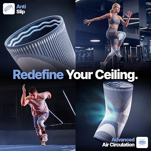DR. BRACE Elite Compression Knee Brace for Women & Men, (2-Pack) Knee Support Compression Sleeve, Workout Sports Knee Braces for Meniscus Tear, ACL & Arthritis Pain Relief - Check Size Guide Video (Uranus, Large)
